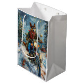 オーストラリアのケルパイドッグがオートバイクリスマスに乗る ミディアムペーパーバッグ (正面アングル)