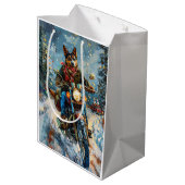 オーストラリアのケルパイドッグがオートバイクリスマスに乗る ミディアムペーパーバッグ (裏面アングル)