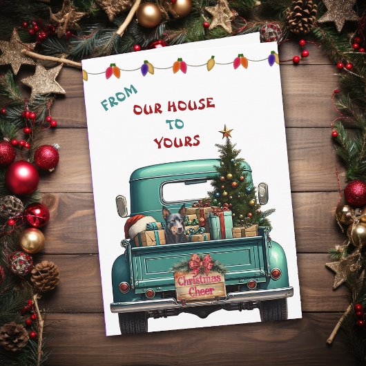 オーストラリアのケルパイドッグファームトラッククリスマスカード シーズンカード