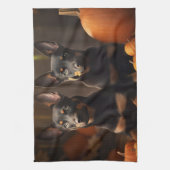 オーストラリアのケルパイパピー秋の喜びカボチャ キッチンタオル (縦)