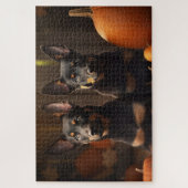 オーストラリアのケルパイパピー秋の喜びカボチャ ジグソーパズル (縦)