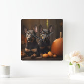 オーストラリアのケルパイパピー秋の喜びカボチャ スクエア壁時計 (ホーム)