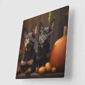 オーストラリアのケルパイパピー秋の喜びカボチャ スクエア壁時計 (傾斜)