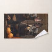 オーストラリアのケルパイパピー秋の喜びカボチャ バスタオルセット (ハンドタオル)