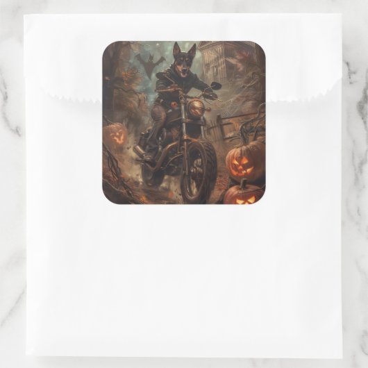 オーストラリアのケルパイライディングオートバイハロウィーン スクエアシール (バッグ)