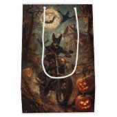 オーストラリアのケルパイライディングオートバイハロウィーン ミディアムペーパーバッグ (裏面)