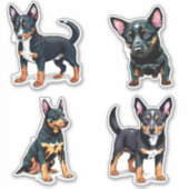 オーストラリアのケルピーかわいい子犬の漫画アート シール (正面)