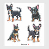 オーストラリアのケルピーかわいい子犬の漫画アート シール (シート)
