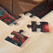 オーストラリアのケルピーとクリスマスプレゼント暖炉 ジグソーパズル (側面)