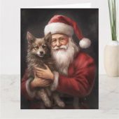 オーストラリアのケルピーとサンタクロースのクリスマス カード (正面)