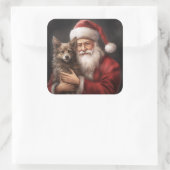 オーストラリアのケルピーとサンタクロースのクリスマス スクエアシール (バッグ)