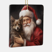 オーストラリアのケルピーとサンタクロースのクリスマス セラミックオーナメント (右)