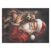 オーストラリアのケルピーとサンタクロースのクリスマス テーブルクロス (正面(横))