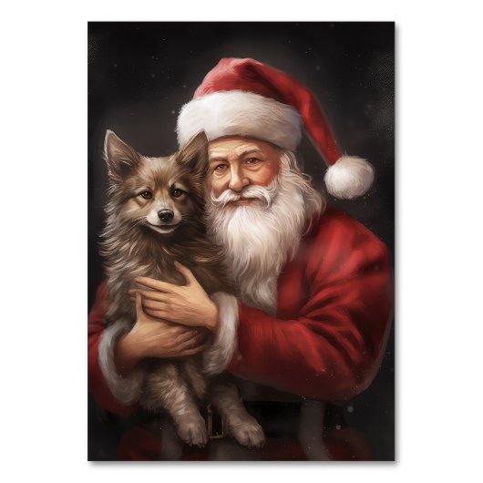 オーストラリアのケルピーとサンタクロースのクリスマス テーブルナンバー (正面)