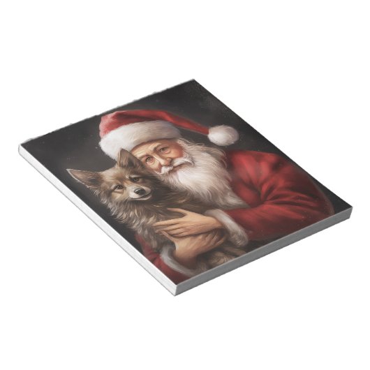 オーストラリアのケルピーとサンタクロースのクリスマス ノートパッド (アングル)