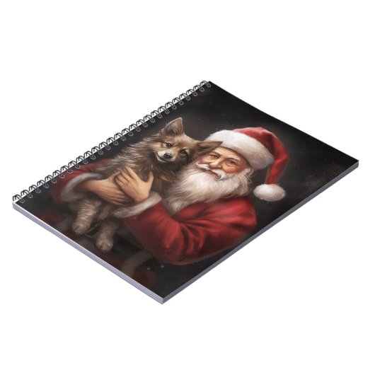 オーストラリアのケルピーとサンタクロースのクリスマス ノートブック (左側)