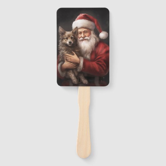 オーストラリアのケルピーとサンタクロースのクリスマス ハンドファン (正面)