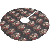 オーストラリアのケルピーとサンタクロースのクリスマス ブラッシュドポリエステルツリースカート (アングル)