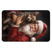オーストラリアのケルピーとサンタクロースのクリスマス マグネット (横)