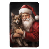 オーストラリアのケルピーとサンタクロースのクリスマス マグネット (縦)