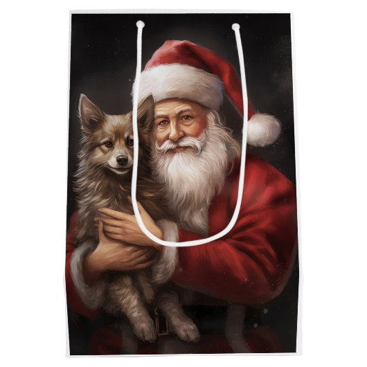 オーストラリアのケルピーとサンタクロースのクリスマス ミディアムペーパーバッグ (裏面)