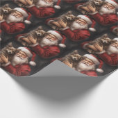 オーストラリアのケルピーとサンタクロースのクリスマス ラッピングペーパー (角)