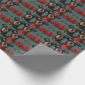 オーストラリアのケルピーとハートバラバレンタインデー ラッピングペーパー (角)