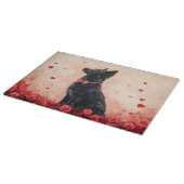 オーストラリアのケルピーとバラ – バレンタインデー カッティングボード (角)