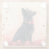 オーストラリアのケルピーとバラ – バレンタインデー ガラスコースター (裏面)