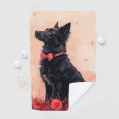 オーストラリアのケルピーとバラ – バレンタインデー ゴルフタオル (インサイチュ)