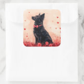 オーストラリアのケルピーとバラ – バレンタインデー スクエアシール (バッグ)