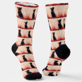 オーストラリアのケルピーとバラ – バレンタインデー ソックス (傾斜あり)