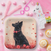 オーストラリアのケルピーとバラ – バレンタインデー ペーパープレート (パーティー)