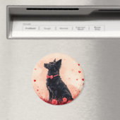 オーストラリアのケルピーとバラ – バレンタインデー マグネット (インサイチュ (食洗機))