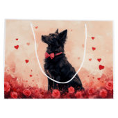 オーストラリアのケルピーとバラ – バレンタインデー ラージペーパーバッグ (裏面)