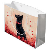 オーストラリアのケルピーとバラ – バレンタインデー ラージペーパーバッグ (裏面アングル)
