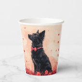 オーストラリアのケルピーとバラ – バレンタインデー 紙コップ (裏面)
