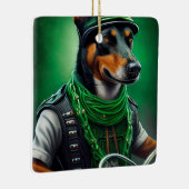 オーストラリアのケルピーの自転車セントパトリックの日 セラミックオーナメント (右)