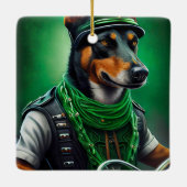 オーストラリアのケルピーの自転車セントパトリックの日 セラミックオーナメント (裏面)