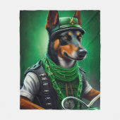 オーストラリアのケルピーの自転車セントパトリックの日 フリースブランケット (正面)