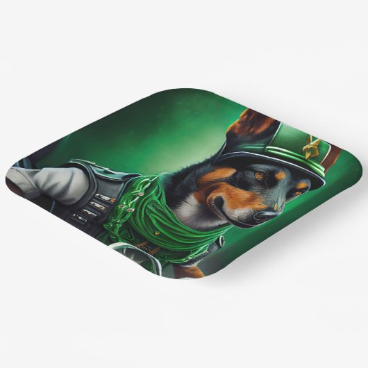 オーストラリアのケルピーの自転車セントパトリックの日 ペーパープレート (傾斜あり)