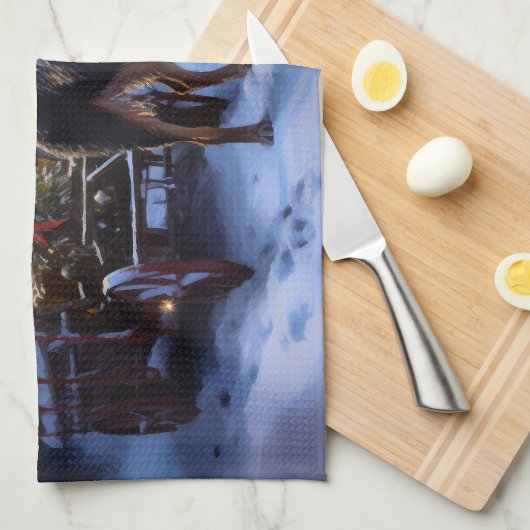 オーストラリアのケルピーススノースイスクリスマスデコール キッチンタオル (四つ折り)