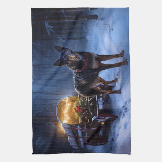 オーストラリアのケルピーススノースイスクリスマスデコール キッチンタオル (縦)