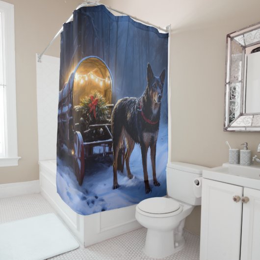 オーストラリアのケルピーススノースイスクリスマスデコール シャワーカーテン (インサイチュ)