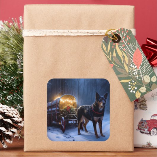 オーストラリアのケルピーススノースイスクリスマスデコール スクエアシール (クリスマス)