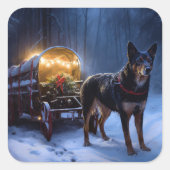 オーストラリアのケルピーススノースイスクリスマスデコール スクエアシール (正面)