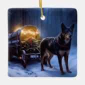 オーストラリアのケルピーススノースイスクリスマスデコール セラミックオーナメント (正面)