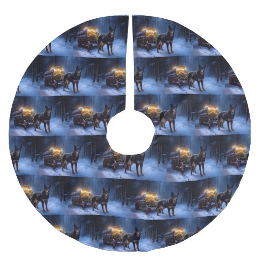 オーストラリアのケルピーススノースイスクリスマスデコール ブラッシュドポリエステルツリースカート (正面)