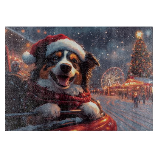オーストラリアのケルピー犬ローラーコースターのクリスマス カッティングボード (正面)