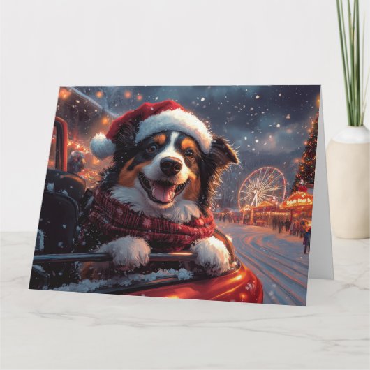 オーストラリアのケルピー犬ローラーコースターのクリスマス カード (正面)